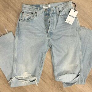 Re/Done Light Blue Distressed 90s high rise loose distressed Jeans